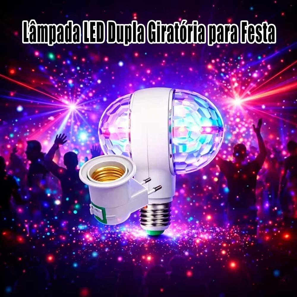 Luminária Giratória RGB Duas Cabeças | Luz De Festa E Balada | Lâmpada LED Para Karaokê E Decoração
