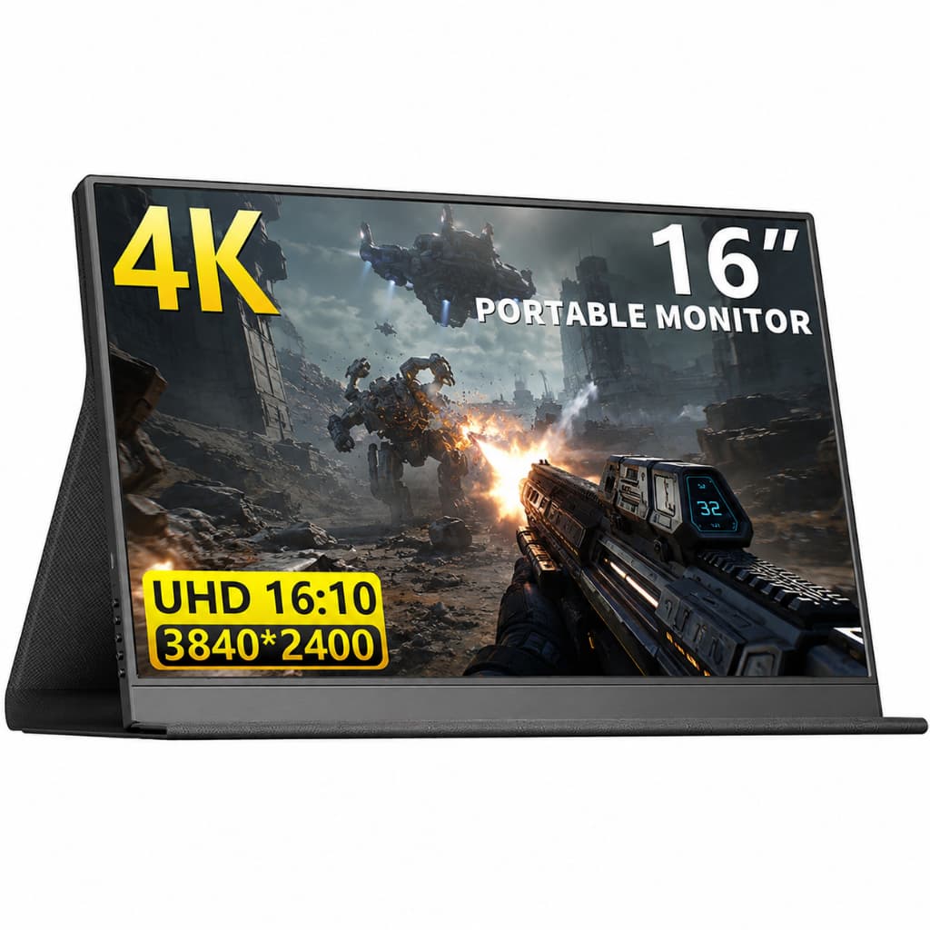 Monitor Portátil Gamer 16" Tela 4K HDR 60Hz Cores Vivas 100% sRGB Superfino Com Capa Inteligente