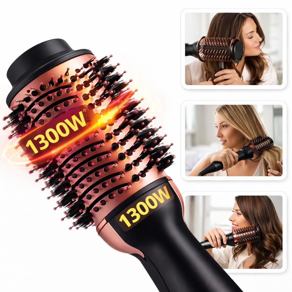 Escova Secadora 3 em 1 Bivolt Profissional 1300W Seca Alisa Modela