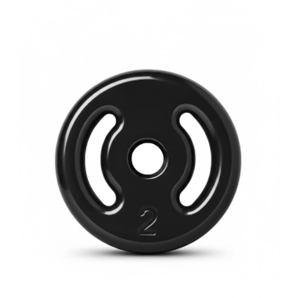 Anilha 2kg Emborrachado Peso Academia Musculação Barra Fitness Treino Funcional Pilates Fisioterapia Preto Halter Fitnes