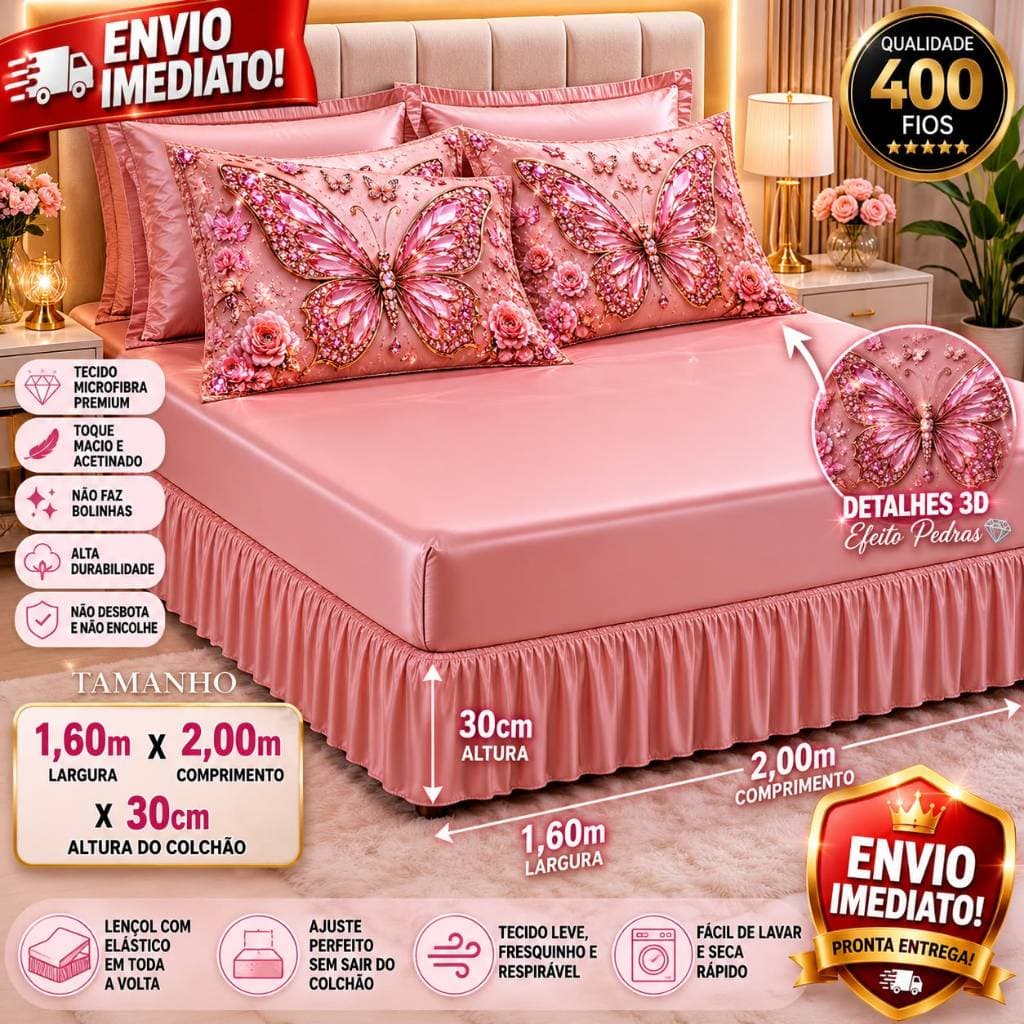 Jogo de Lençol 3 peças Fronha Tecido Macio - QUEEN CASAL  ESTAMPA EXCLUSIVA