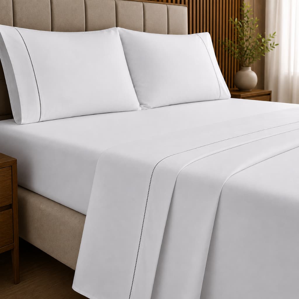 Jogo De Lençol 4 Peças Ponto Palito Hotel Premium Casal Queen King 400 Fios Micropercal Macio Luxo