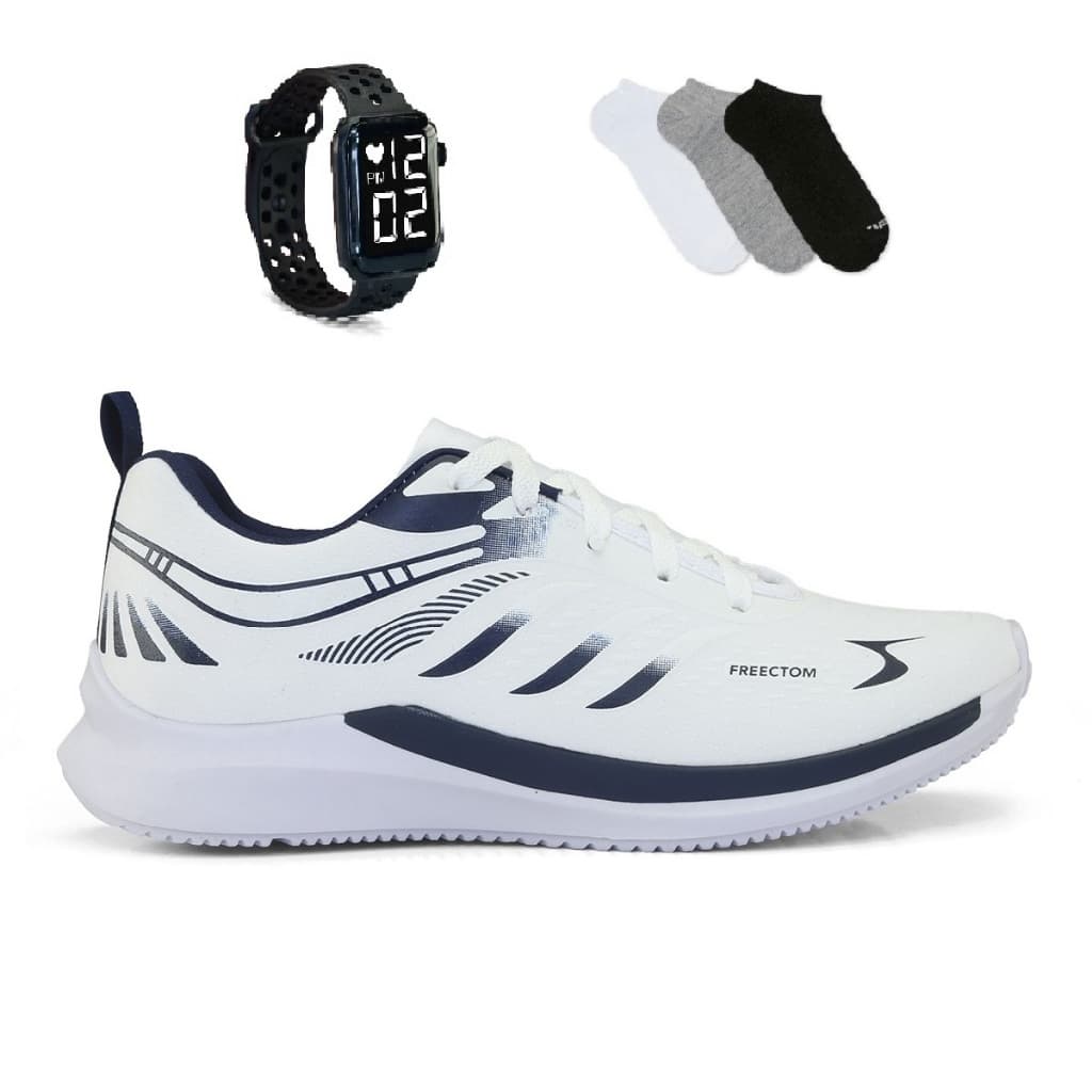 Tenis Masculino + Relogio + Meia Esportivo Corrida Treino Super leve e Macio
