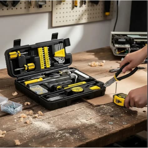Maleta de Ferramentas 200 Peças Kit Completo Chaves Soquetes Alicate Reparo Profissional ferramentas