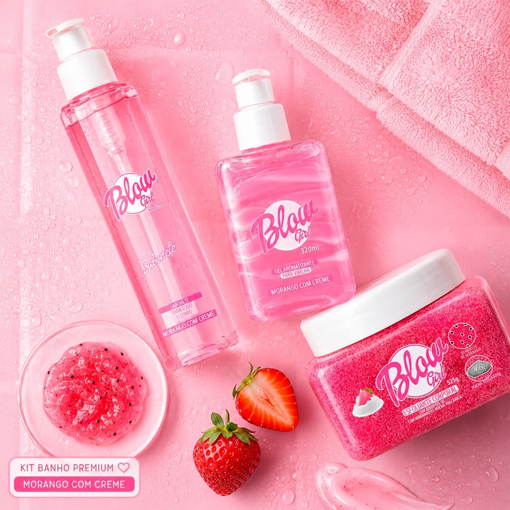 Kit Banho Autocuidado Diário Skincare Sabonete Esfoliante e Hidratante Blow Girl