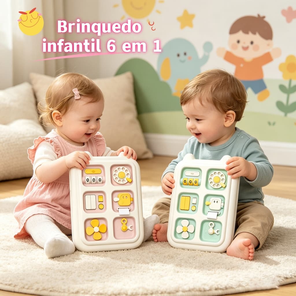 6 em 1 Brinquedos De Menino Baby Busy Board Cubo Montessori Brinquedos Sensórios Educativo Aprendizagem Fidget