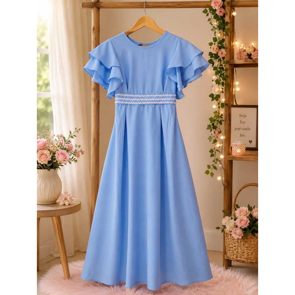 vestido 3 marias, vestido elegante, Vestido longo feminino, Vestido em camadas,Vestido para festa, vestido evangélico.