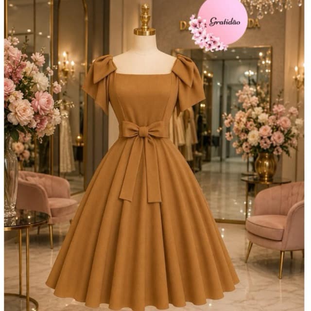 Vestido Midi Manga Laço Vestido Amarelo Vestido verde Vestido amarelo Moda Evangélica