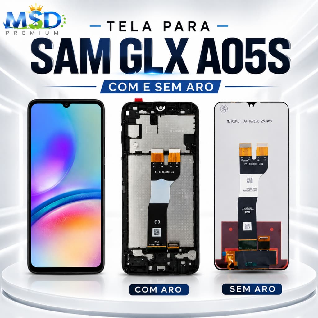 Tela Frontal Display LCD Touch Samg Glx A05S Com ou Sem Aro - 100% Compatível + Testada Antes do Envio