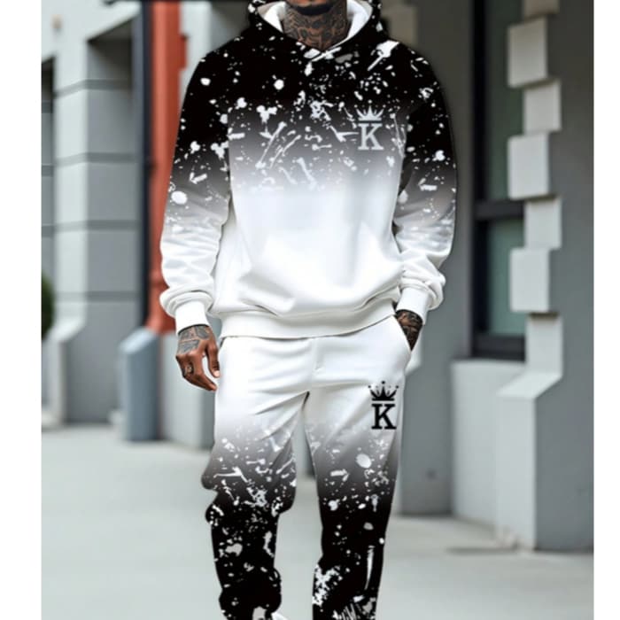 Conjunto de Moletom Masculino Streetwear Quente Calça e Blusa Capuz Bolsos Casual Estiloso Descolado Entrega Rapida