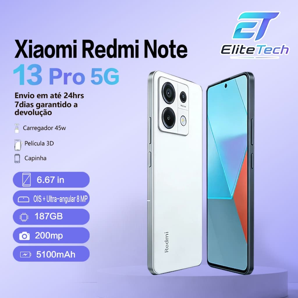 Smartphone Xiaomi Redmi Note 13 Pro 4G NFC Versão Global com NF