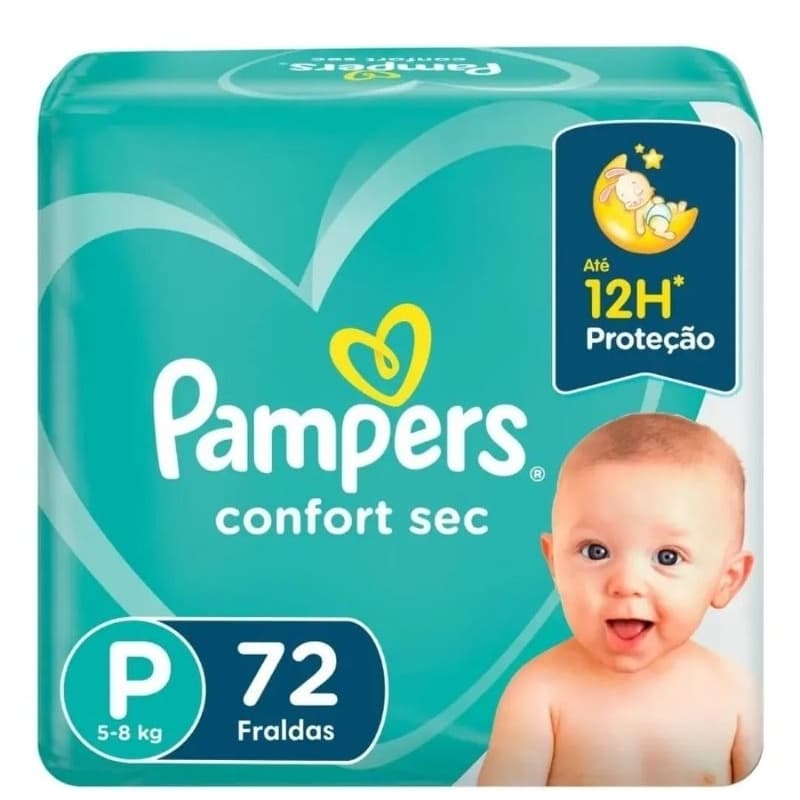 Fralda Pampers Confort Sec P 72 Unidades Sem Gênero