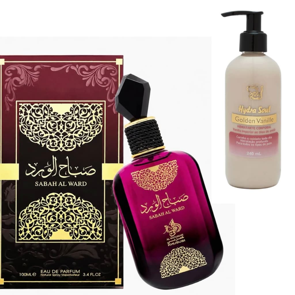 Perfume Sabah Al Ward Original 100ml Importado Feminino + Hidratante Corporal Golden Vanille Luxo Longa Duração