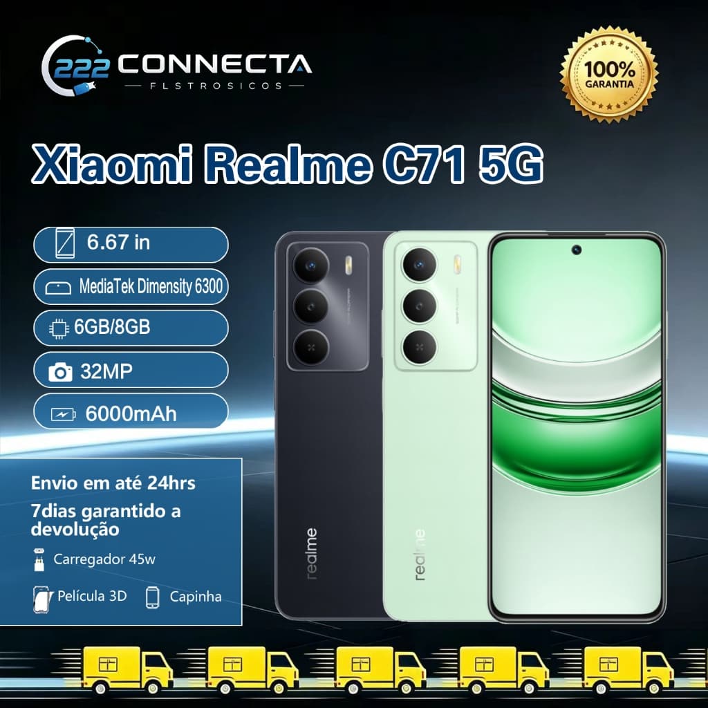 Smartphone Xiaomi Realme C71 5G RAM 256GB 8GB Lacrado + NOTA FISCAL