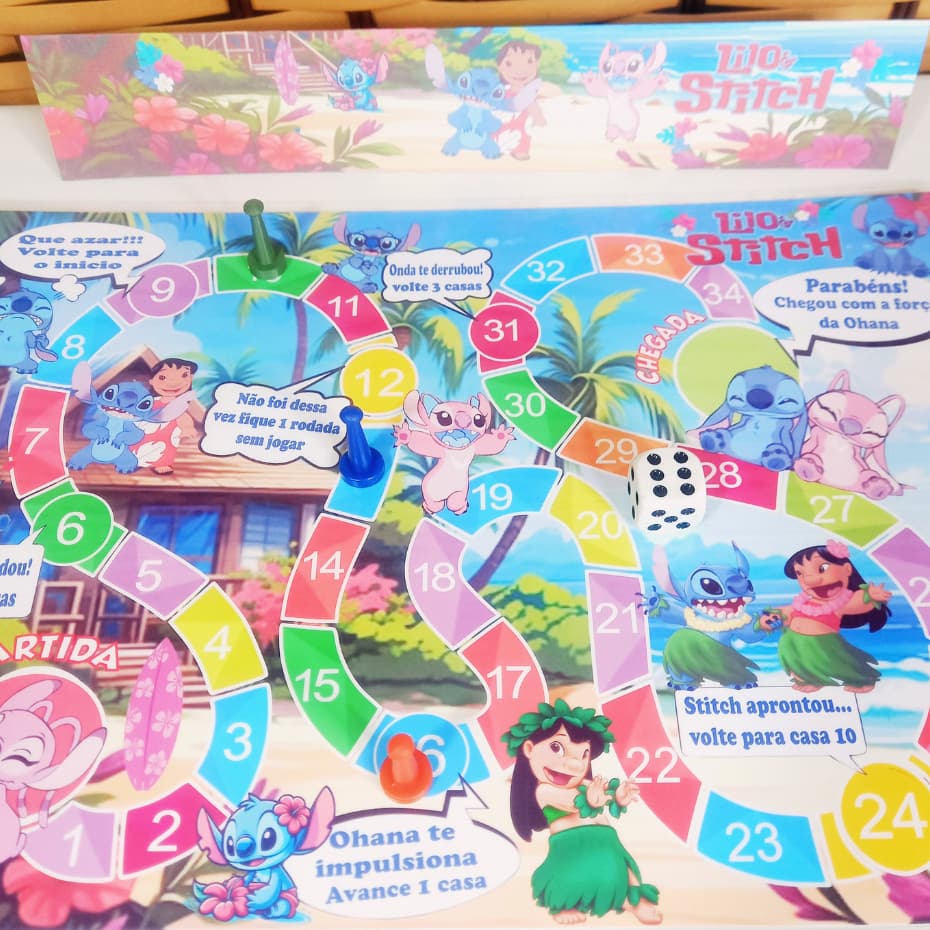Jogo de Tabuleiro Infantil Plastificado + 3 Peças e Dado | Educativo Criança - Família Vários Temas