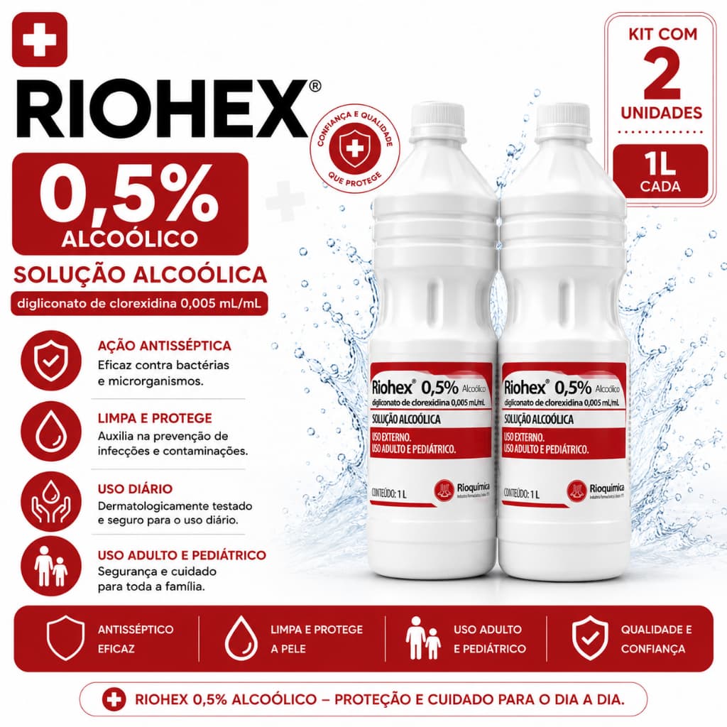 Clorexidina 0,5% Riohex Alcoolica 1L  C/2 Unidades- RIOQUIMICA