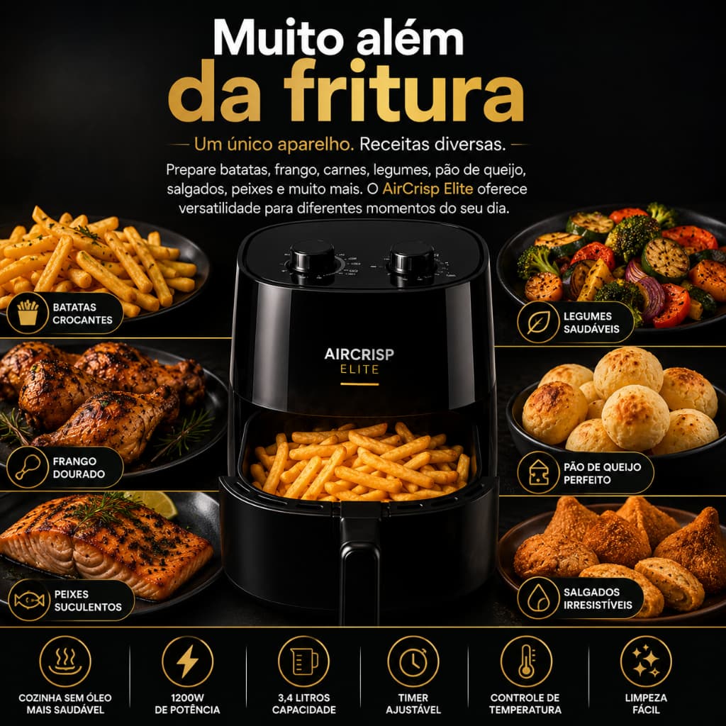 Fritadeira Sem Oleos Airfryer Capacidade 34 Litros Potente 1200w 220v