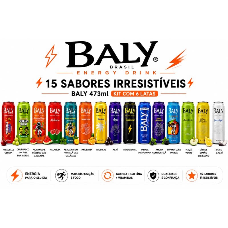 Baly Energético Kit c/ 6 Latas 473ml Original