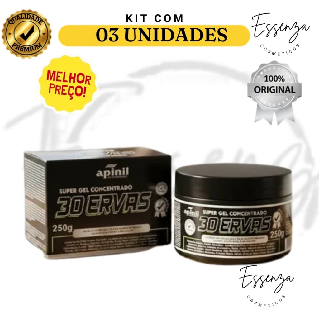 03 UND SUPER GEL CONCENTRADO 30 ERVAS 250g Massageador Refrescante Para Massagem Corporal - ALÍVIO MUSCULAR