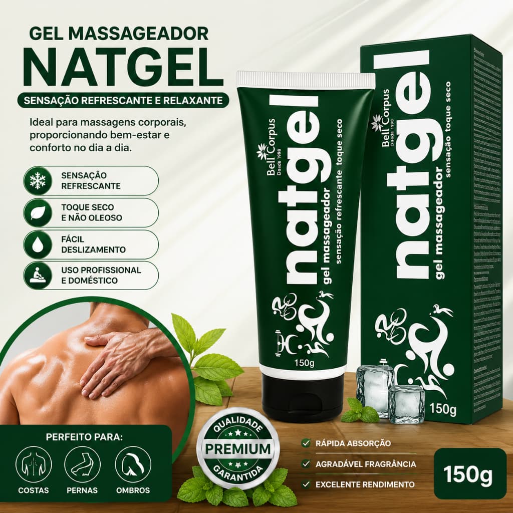 Kit 12 Gel Massageador Natgel 150g Relaxante Corporal Refrescante Para Massagem Muscular