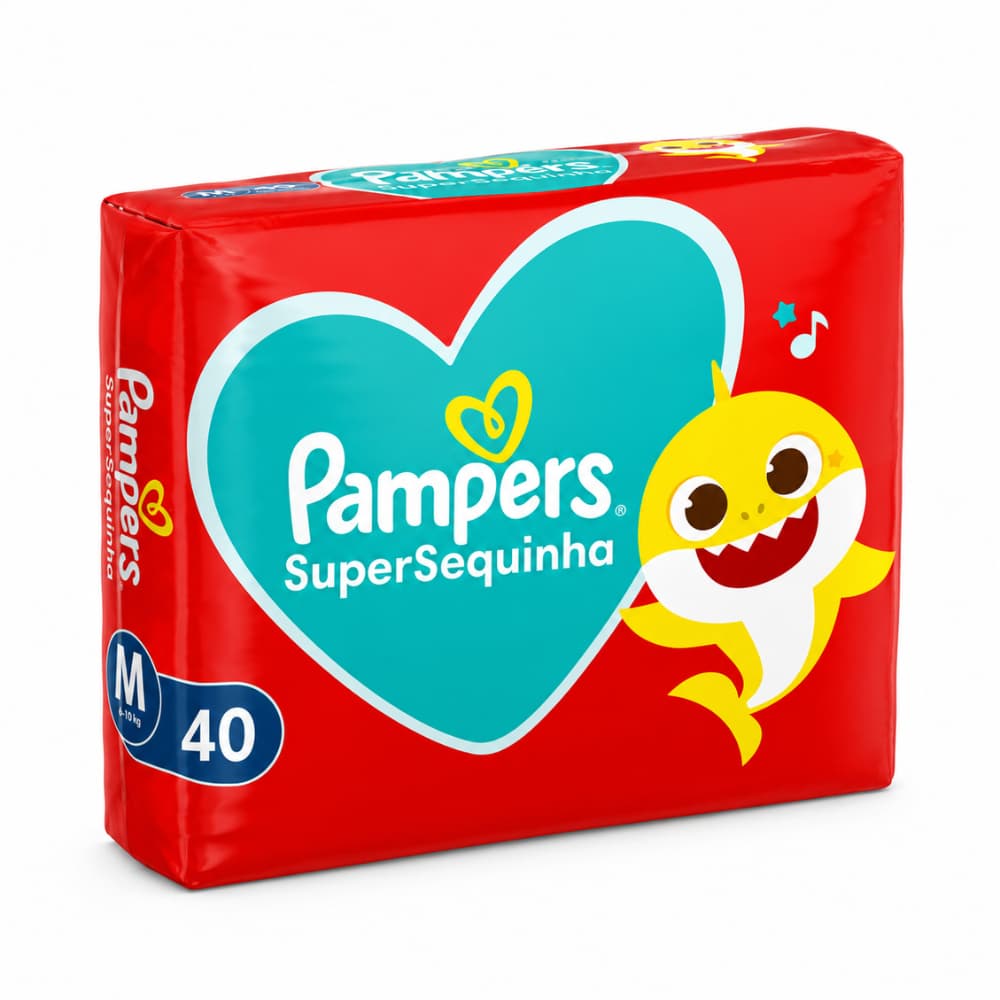 Pampers SuperSequinha M 40 Un Fralda Descartável Original Proteção por Até 12h