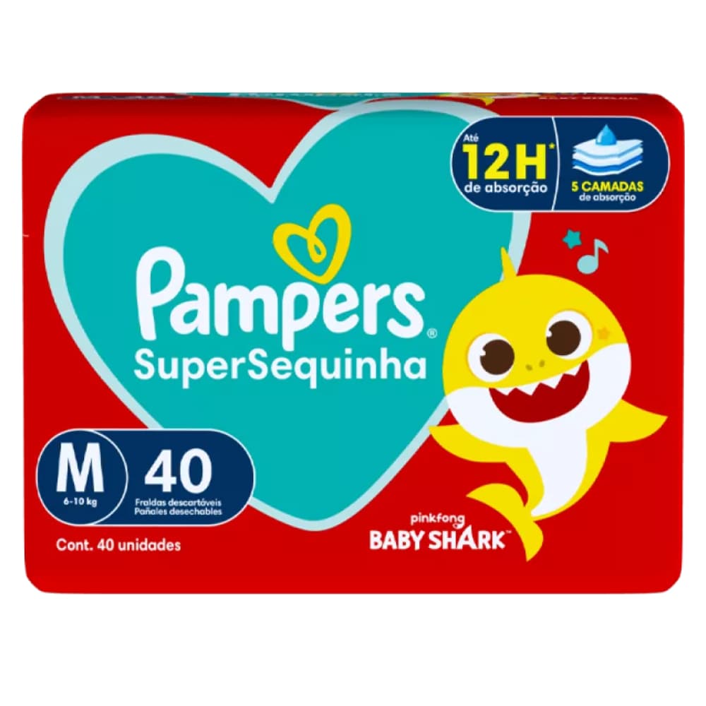 Fralda Pampers SuperSequinha M – Proteção e Conforto por Muito Tempo 40 Unidades