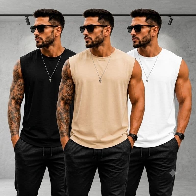Kit 3 Regatas Oversized Algodão Premium Academia Treino Blusa Machão Camiseta Cavada Musculação Fitness Maromba Conforto