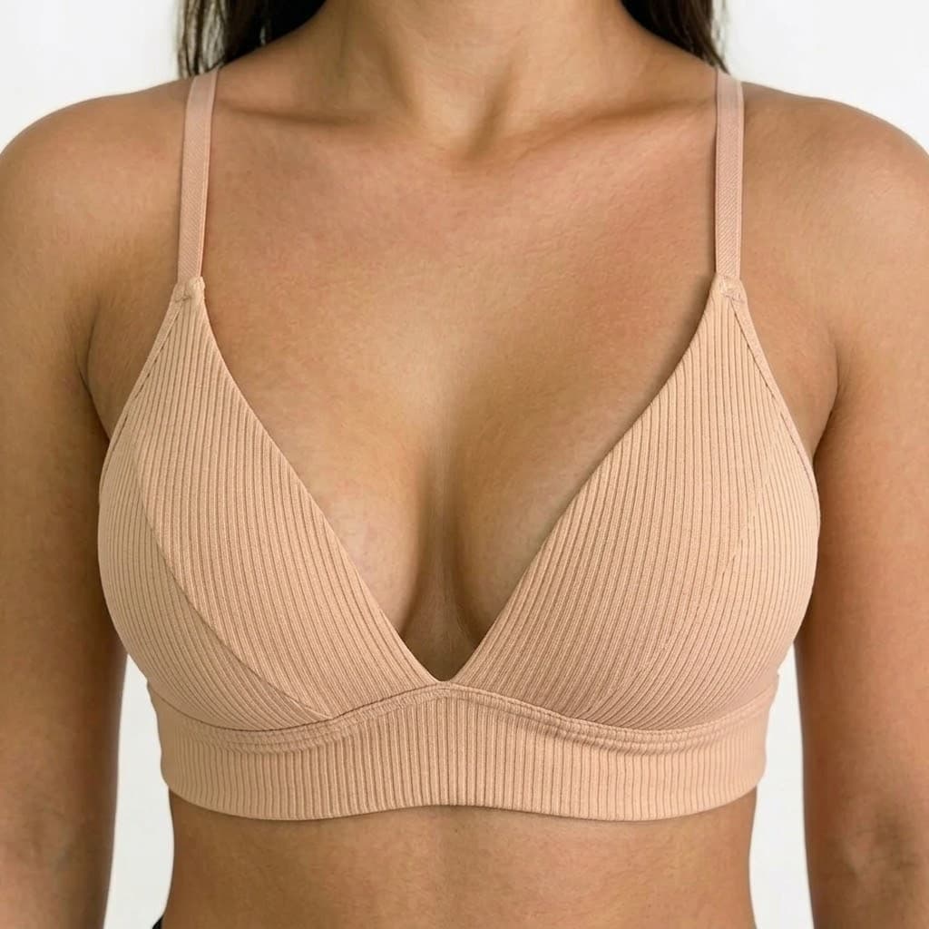 Sutiã de Bojo Canelado Alças Finas Soft Top Fitness Confortável Microfibra Não Amassa Sem Aro
