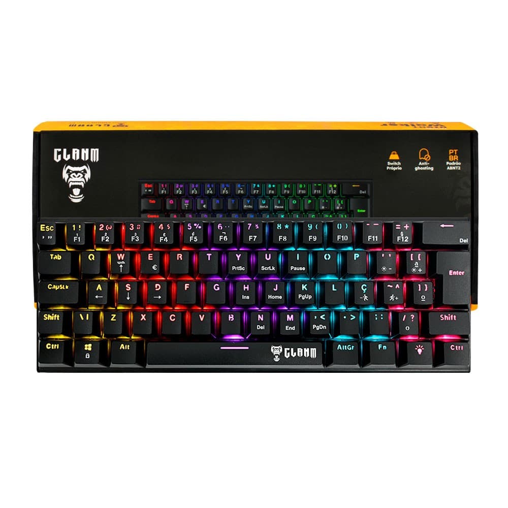 Teclado Mecanico Gamer Clanm Night Walker 60% RGB Switch Red Preto