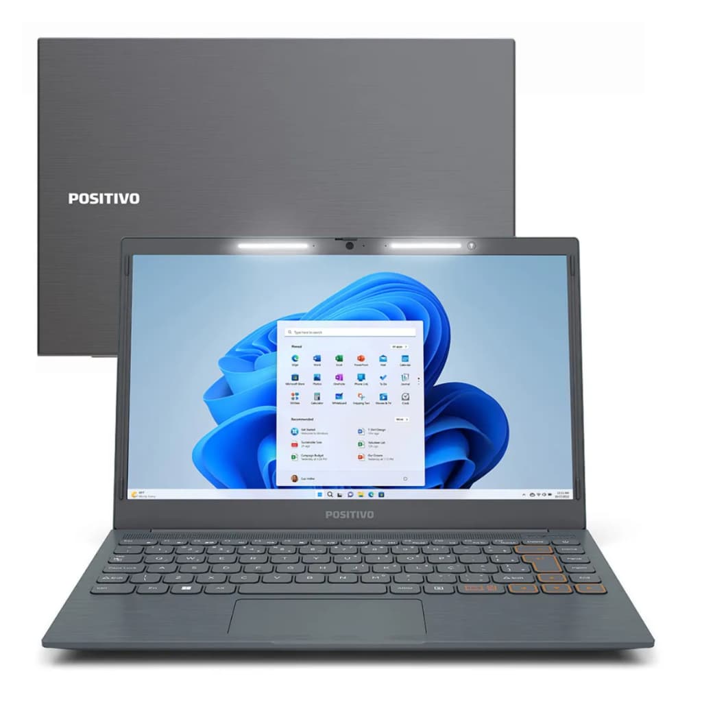 Notebook Positivo Vision C14 Intel Celeron 4GB SSD 128GB Tela 14" Cinza
