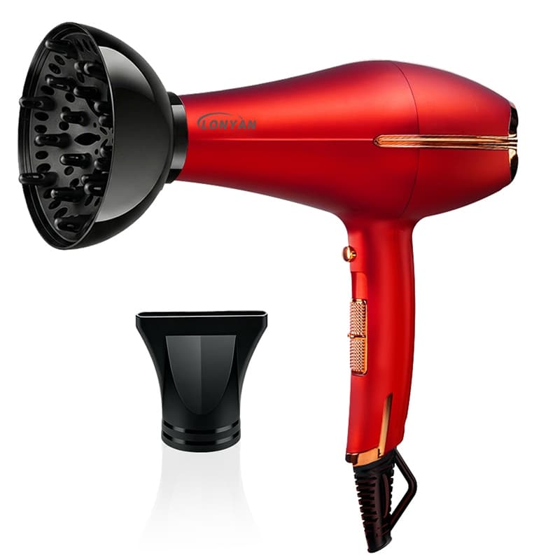 Secador De Cabelo Profissional Com Difusor LONYAN 2500W 127V 220V Iônico Bocal Concentrador Secagem Rápida Anti-Estático