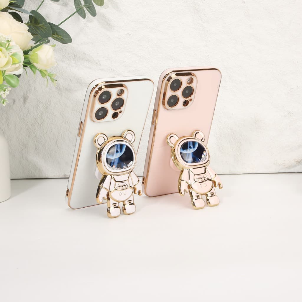Capinha de Celular Suporte Astronauta Brilho Moto G06 G56 G86 G05 G14 G15 G24 G34 G35 G45 G54 G55 G75 G84 G85
