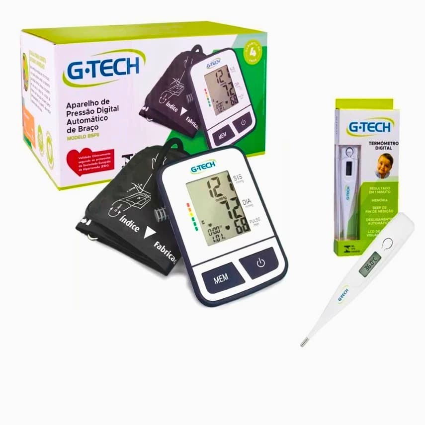 Aparelho Digital de Pressão Automático G-tech De Braço BSP11 + Termometro Digital Gtech