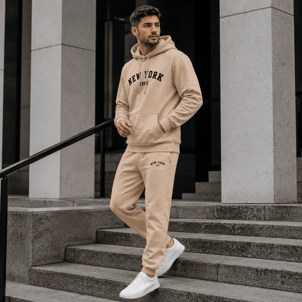 Conjunto Blusa De Frio Moletom Canguru e Calça New York 199x - Algodão Premium