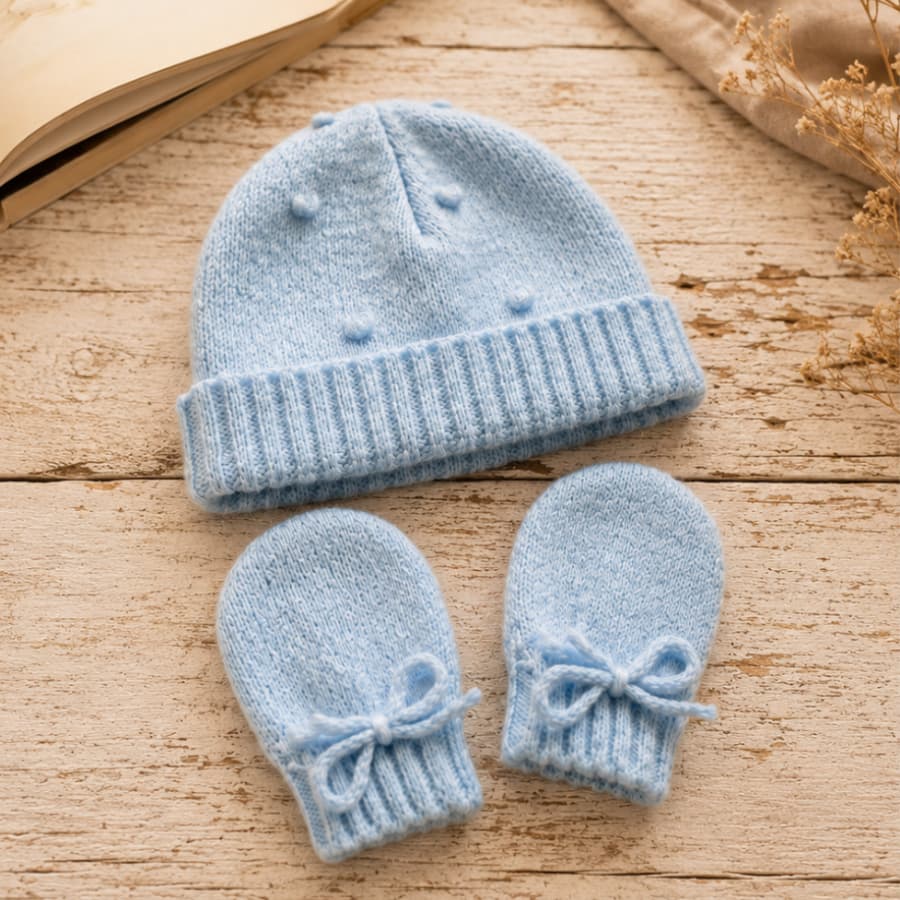 Kit Touca Luva Bebê RN Tricot Luxo Saída Maternidade Enxoval Recém Nascido Presente