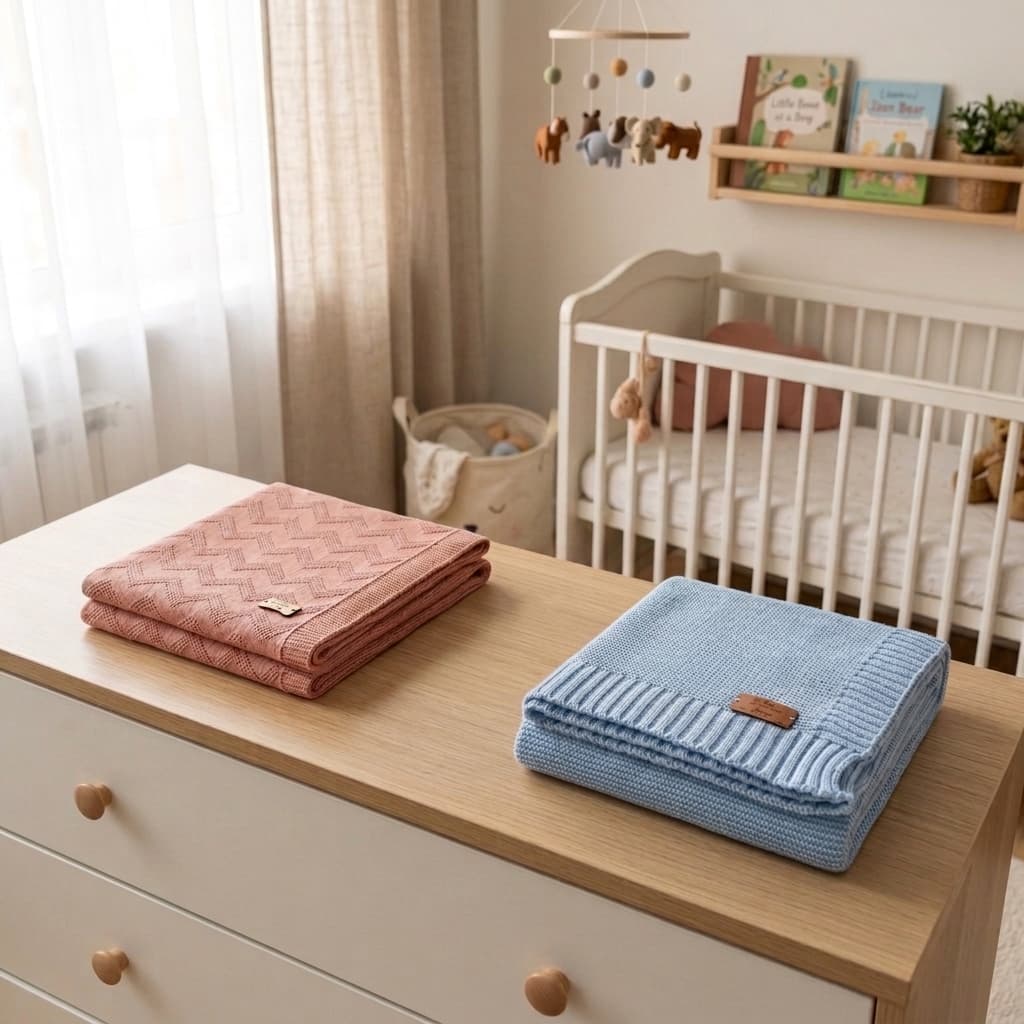 Kit 2 Mantas Bebê Tricô Antialérgica Macia para Berço Carrinho Enxoval Recém-Nascido Premium