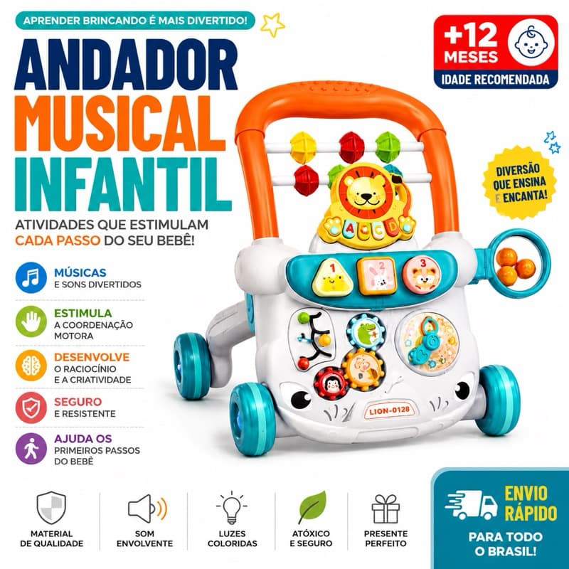 ANDADOR BEBÊ INFANTIL Didático Com Som Educativo Baby Musical