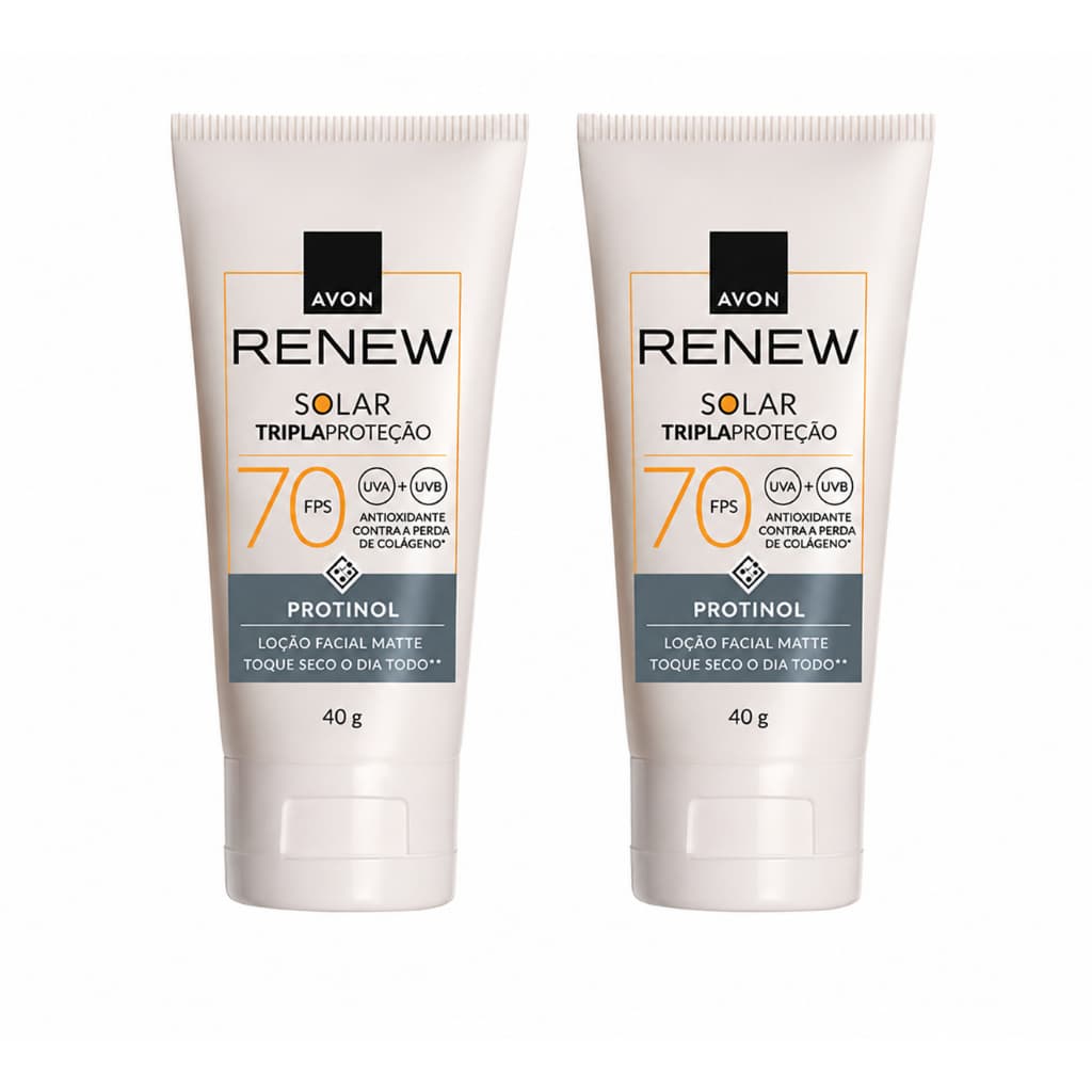 Kit com 2 unidades Protetor Solar FACIAL Renew FPS 70 - 40G - AVON RENEW-