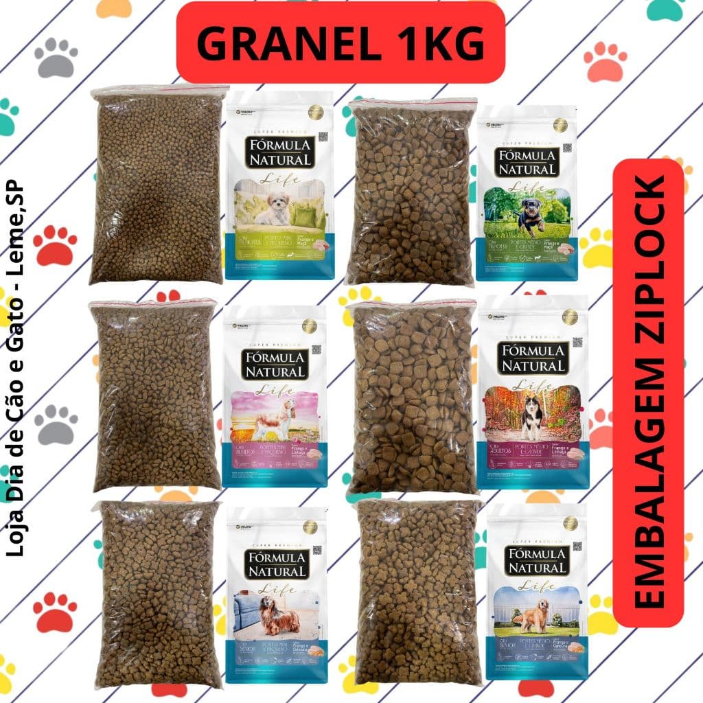 GRANEL 1KG - Ração Fórmula Natural Life Cachorro - Super Premium