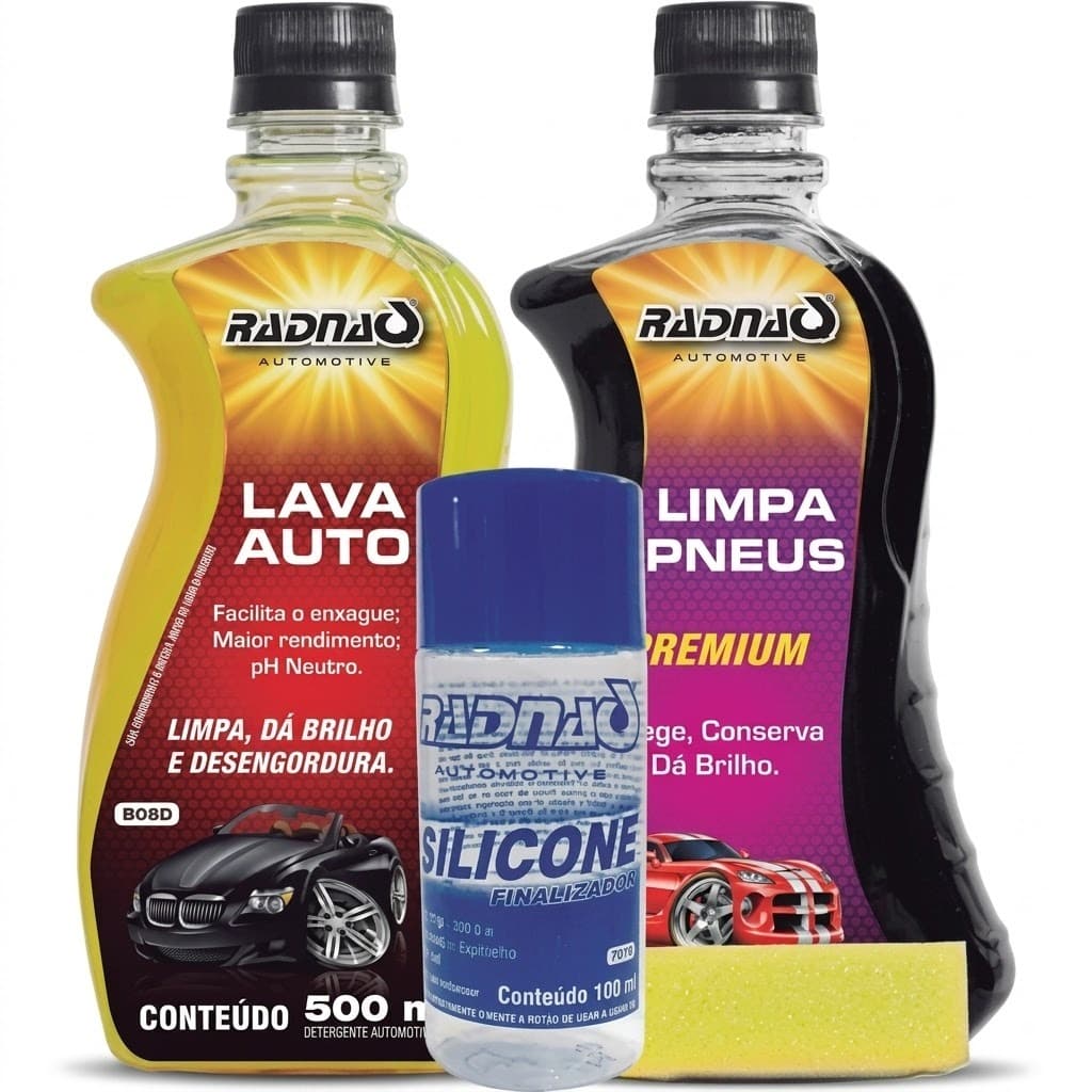 Kit Limpeza De Carros Motos Silicone shampoo pretinho brinde