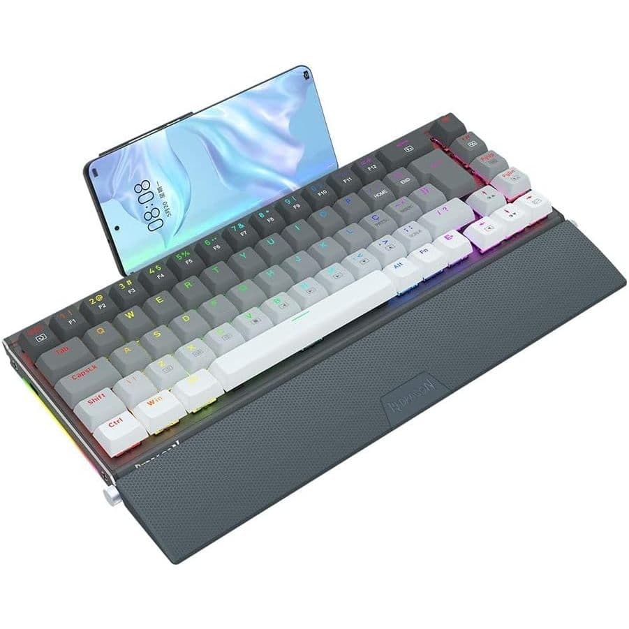 TECLADO MECANICO GAMER SHACO PRETO E CINZA RGB COM SWITCH MARROM MODELO K641G-GW-RGB (PT-BROWN)