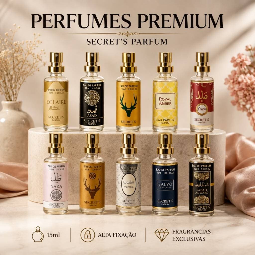Perfumes Árabes Premium 15ml Secret's Parfum Importados Feminino Masculino Eau de Parfum Alta Fixação Longa Duração Luxo