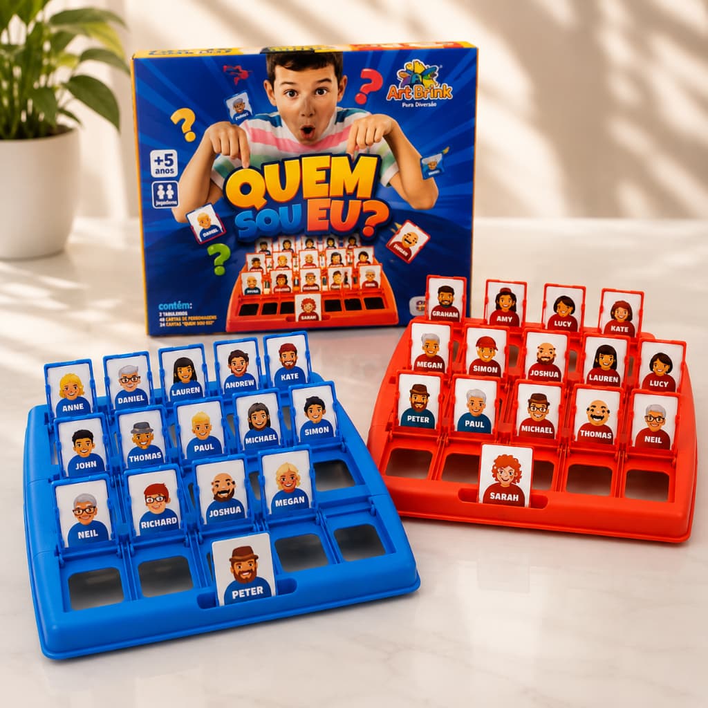 Jogo Quem Sou Eu Educativo Infantil Tabuleiro Adivinhe Personagem Brinquedo Diversão em Família Festa
