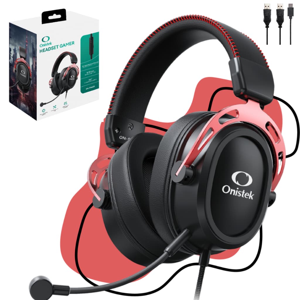 Headset Gamer Com Fio Microfone 50mm Type-C USB Controle Volume Para PC PS5 Notebook-Onistek