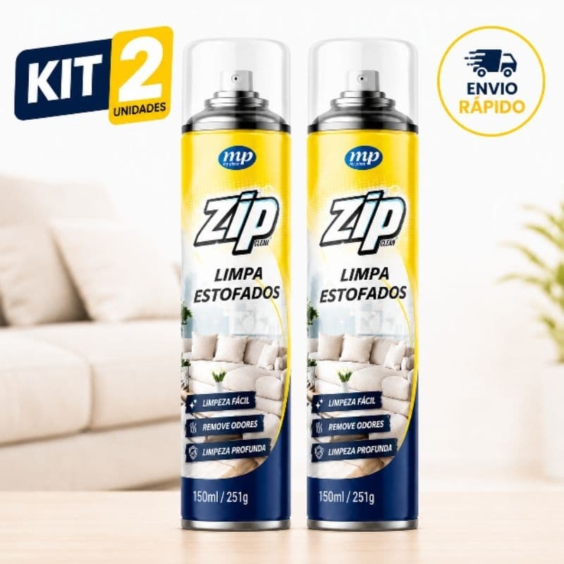 Kit 2 Limpa Estofados ZIP 300ml Remove Manchas, Sujeira e Gordura de Sofá, Colchão e Banco de Carro