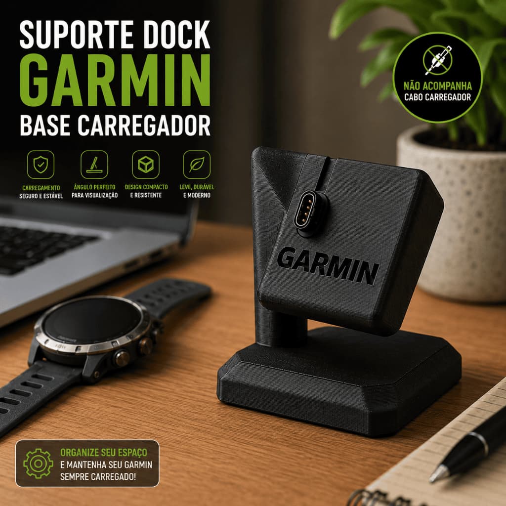 Suporte Dock Garmin Base Carregador Para Relógio Smartwatch Organizador de Mesa Compacto Para Escritório Quarto