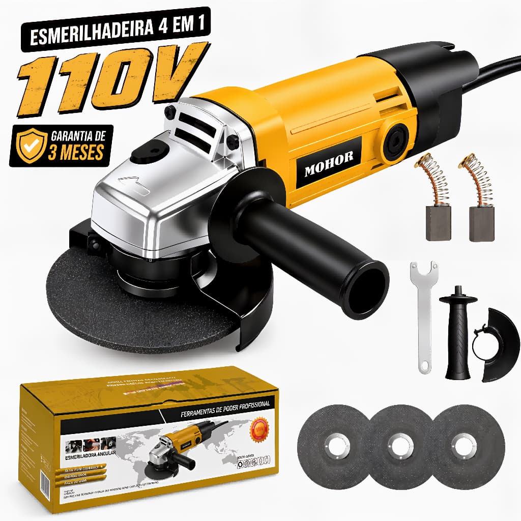Esmerilhadeira Angular 110-127V/220V 1100W 115mm Corte Rápido e Desbaste Preciso