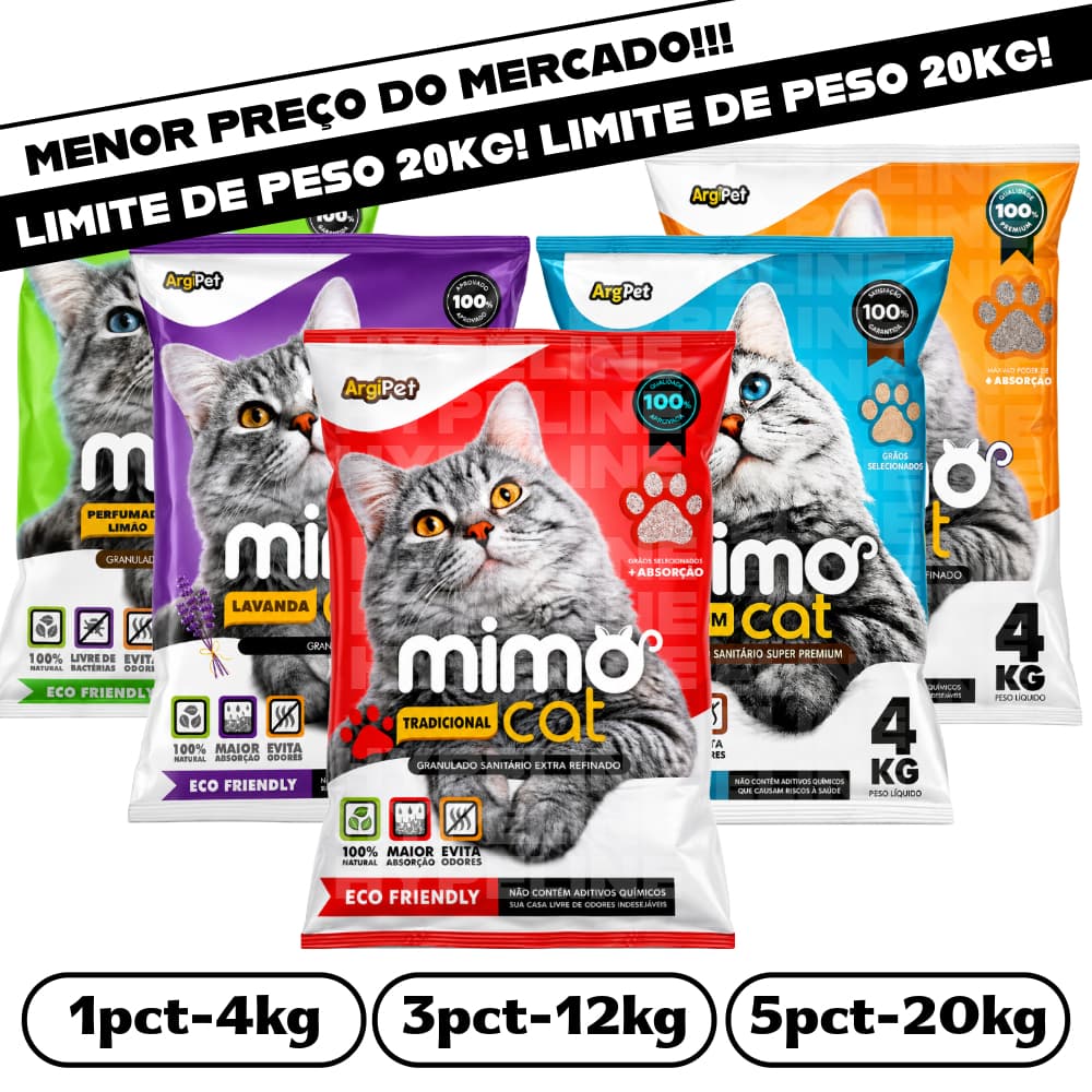 Areia de Gato Higiênica Sanitária Combate Controla Mal Odor Forma Torrão Firme Sem Poeira Granulado