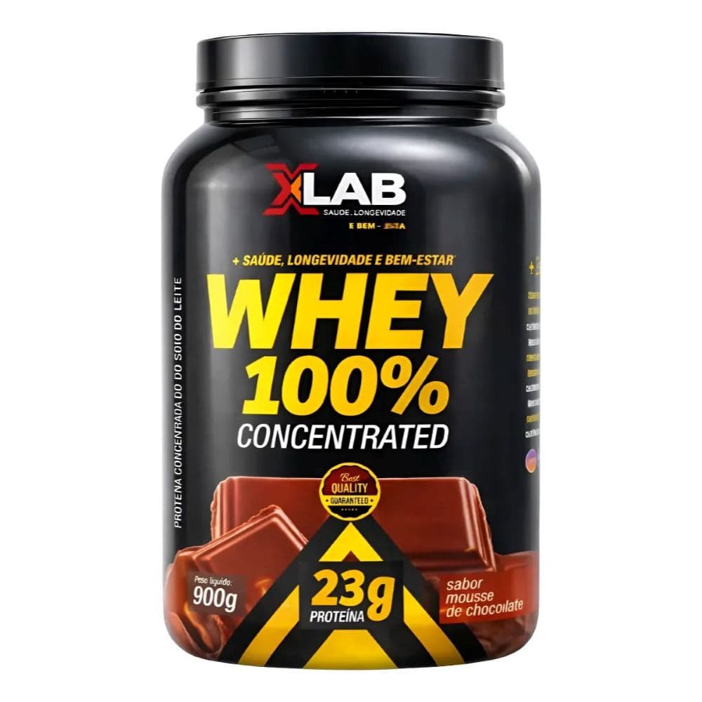 Whey Protein Concentrado 100% Pote  900gr sabor Chocolate - Xlab Supplement