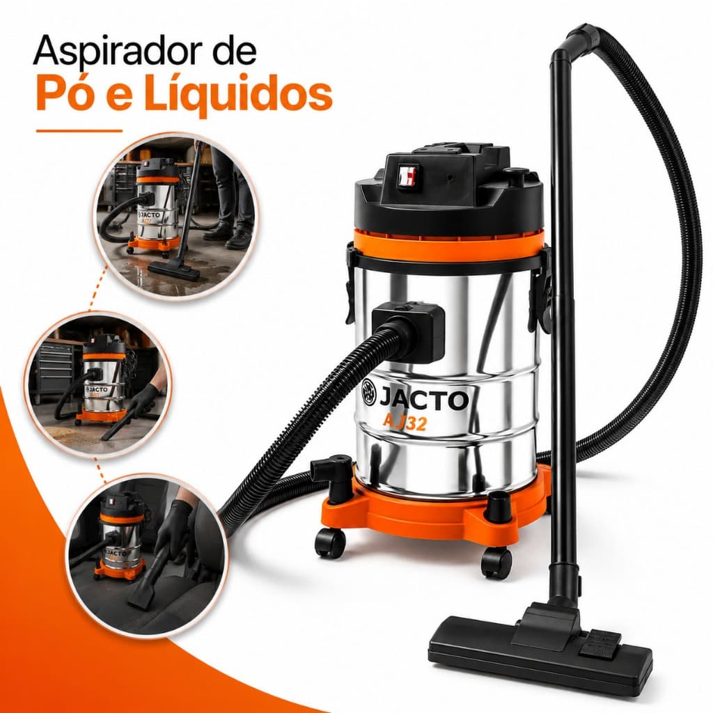 Aspirador Pó Liquidos Profissional Jacto Aj32 32l 220v 1200w Aspirador Água E Pó 220v Jacto